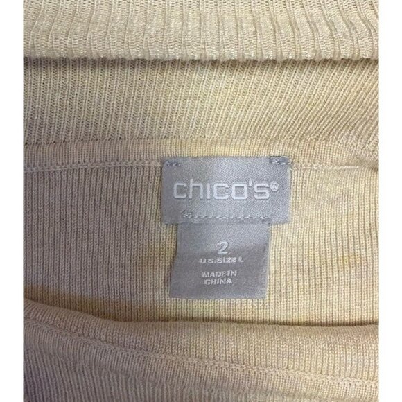 Chicos Women’s 2 Cozy Turtleneck Pullover Long Sleeve Light Sweater Ivory Tan - Picture 2 of 5
